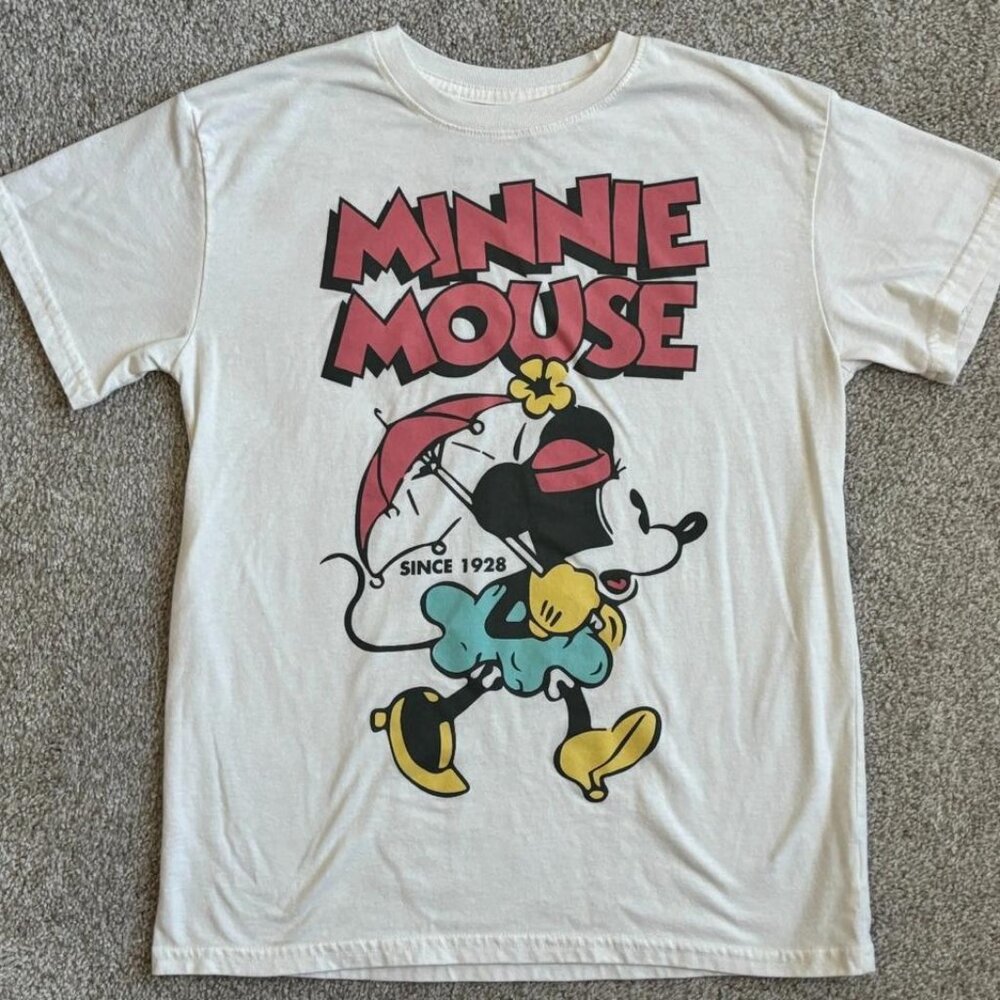 Disney Minnie Mouse Shirt Adult Small White Since 1928 Parasol